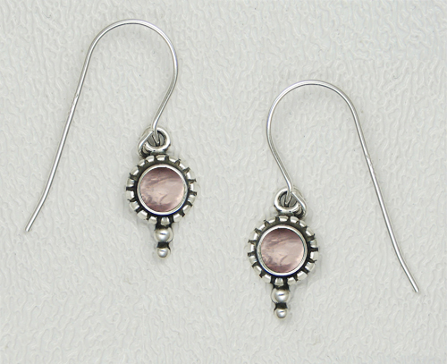 Sterling Silver Little Rose Gemstone Drop Dangle Earrings